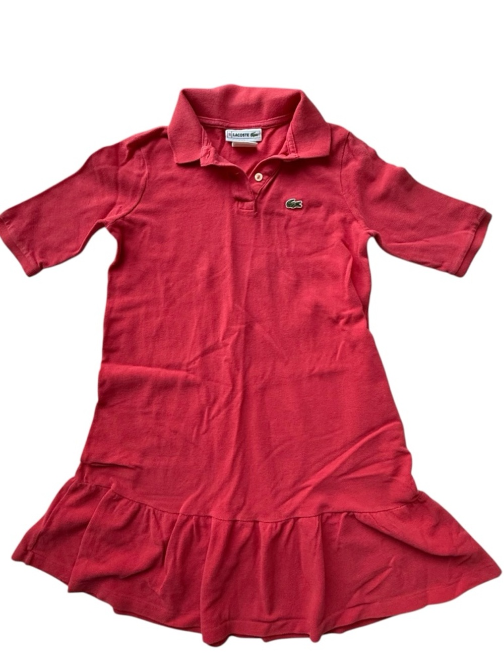 Lacoste Red Polo Dress with Ruffled Hem